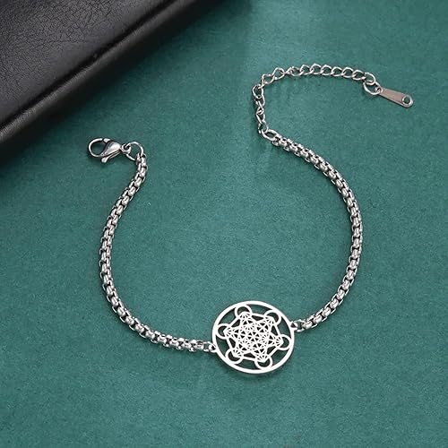 Miniatura 4 de UNIFT Metatron - Pulsera de cubo para mujeres y hombres, de acero inoxidable, Arcángel, Metatron, cubo, geometría sagrada, joyería de talismán