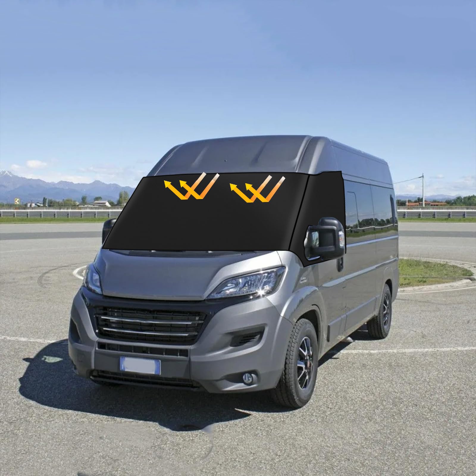 Cubierta para parabrisas delantero para Fiat Ducato X250/290 para Peugeot Boxer 2006-2025, 600D, opaca, impermeable, cubierta para parabrisas de coche, resistente a la intemperie, cubierta de nieve