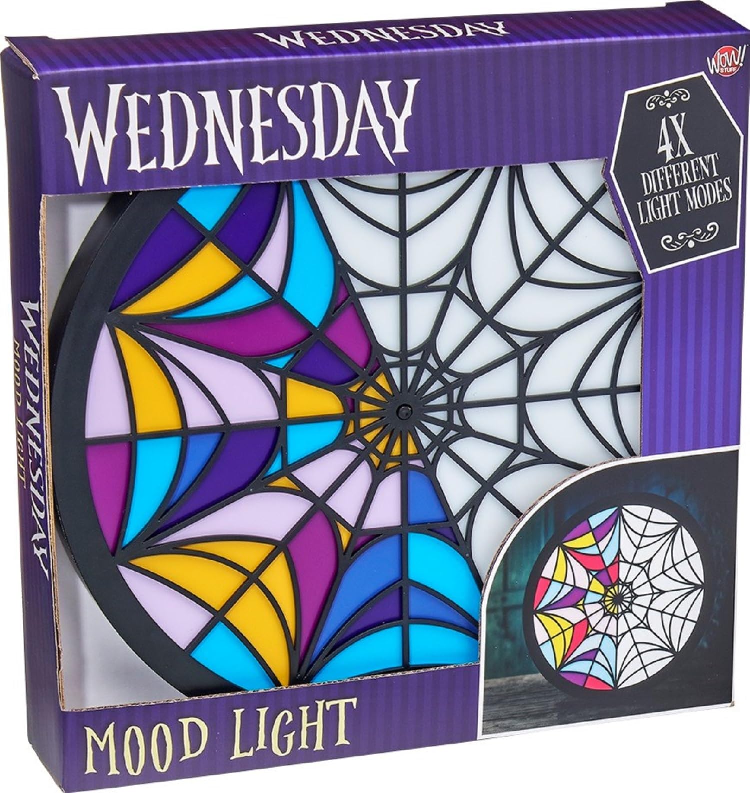 Lansay - WEDNESDAY - Lampa witrażowa - Wierna reprodukcja witrażu w środę i Enid - 4 tryby światła - światło migające - od 8 lat - zasilanie bateryjne lub USB