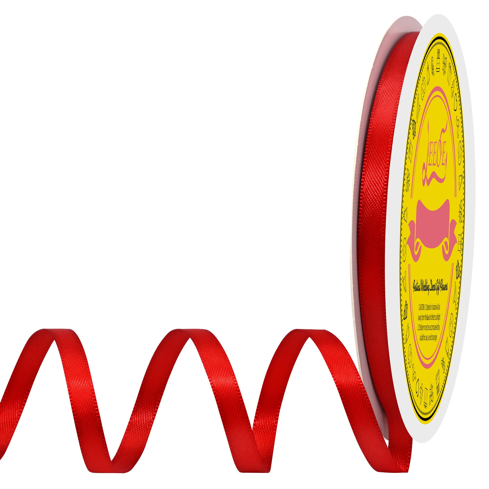 Double Face Red Satin Ribbon 1/4 inch X 50 Yards Polyester Red Ribbon for Gift Wrapping Very Suitable for Weddings Party Hair Bow Invitation Decorations and More
