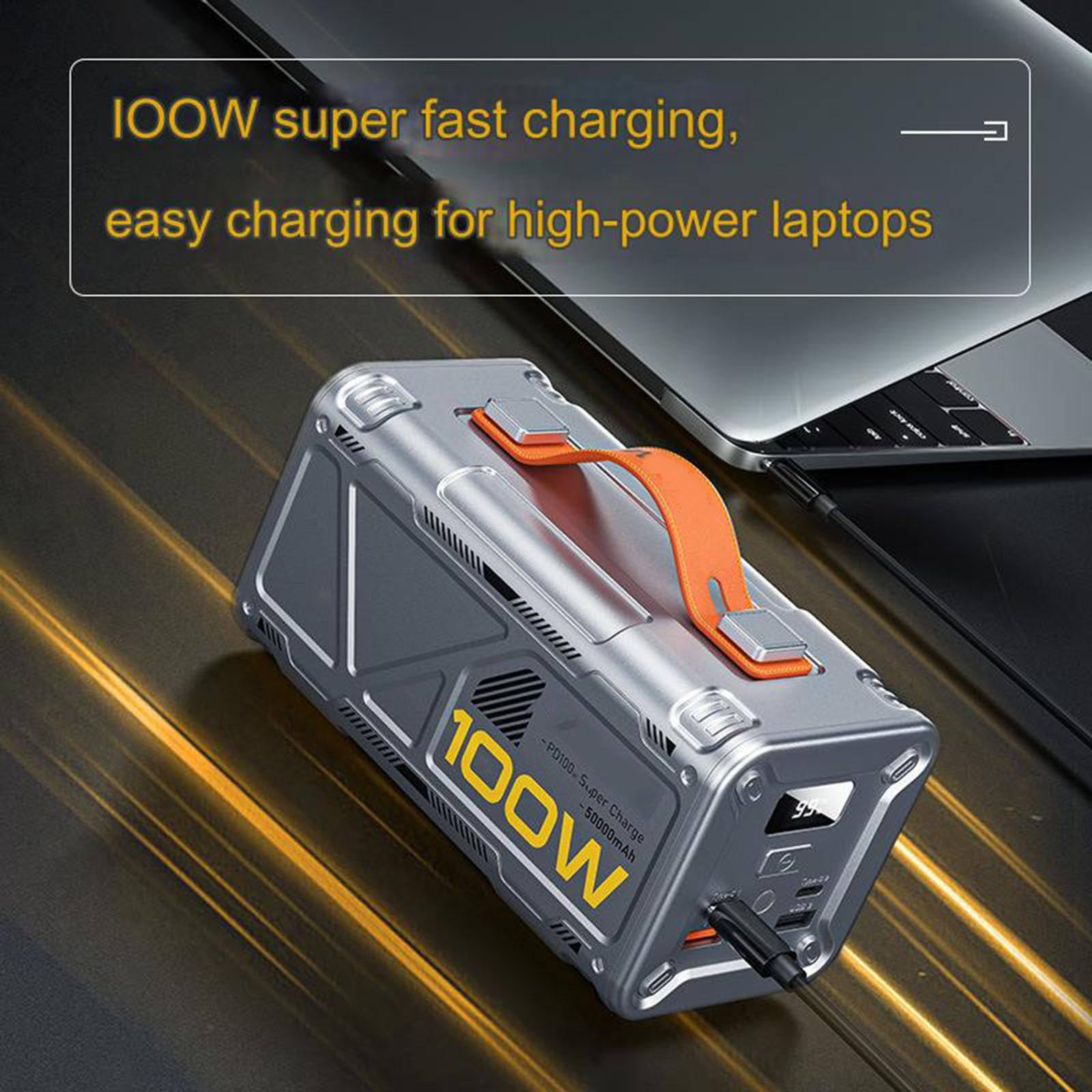 Cargador portátil Power Bank, 50000 mAh, Alta Capacidad, 100 W, Carga rápida, con 4 Salidas y Pantalla LCD para teléfonos Inteligentes y tabletas,Grey