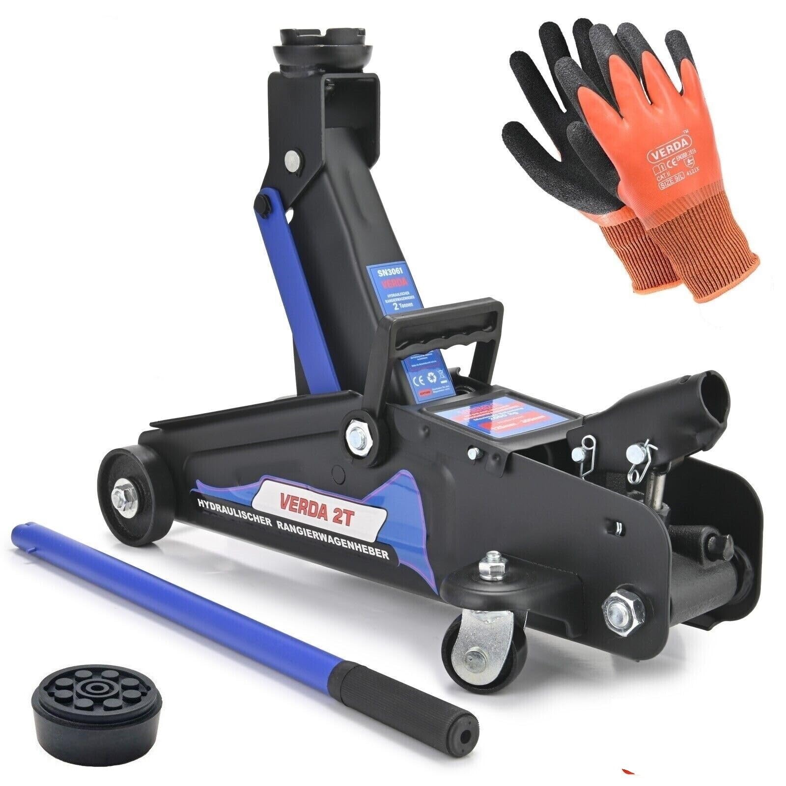 2T Hydraulic Jack 140-310mm + Rubber Pad + Mounting Gloves + Stand Support Stand Hydraulic Jack Hydraulic Lift Hydraulic Lift Lift Off Road Jeep