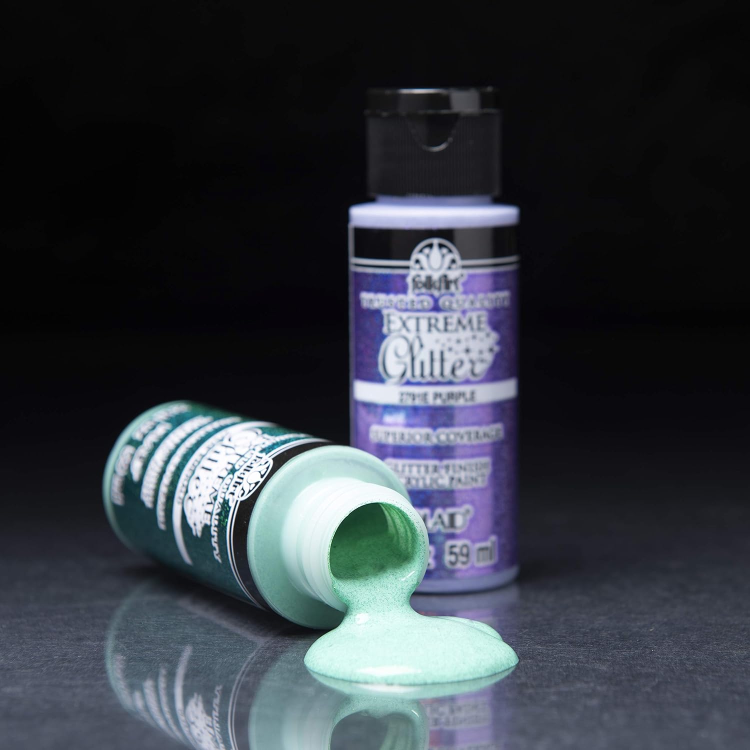 FolkArt Extreme Glitter Acrylic Craft Paint Set Formulated to be Non-Toxic and Designed for Beginners and Artists, Ten 2 oz Bottles, 20 Fl Oz & Glitter Paint, 8 oz, Hologram 8 Fl Oz
