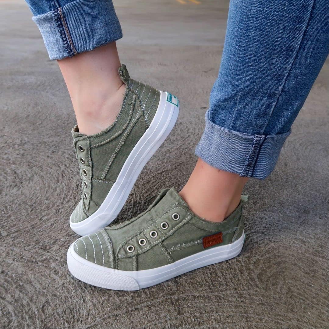 JENN ARDOR Womens Slip On Fashion Sneakers No Laces Comfortable Casual Low Canvas Sneakers Flats Walking Shoes