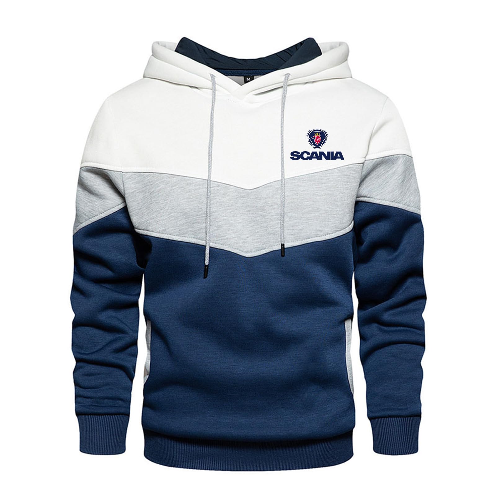 SIDHU Men's Hoodie for SCANIA Patchwork Packable hoodies Pullover Streetwear Casual Hooded Sweatshirt for Hiking Travelling Camping,White-S