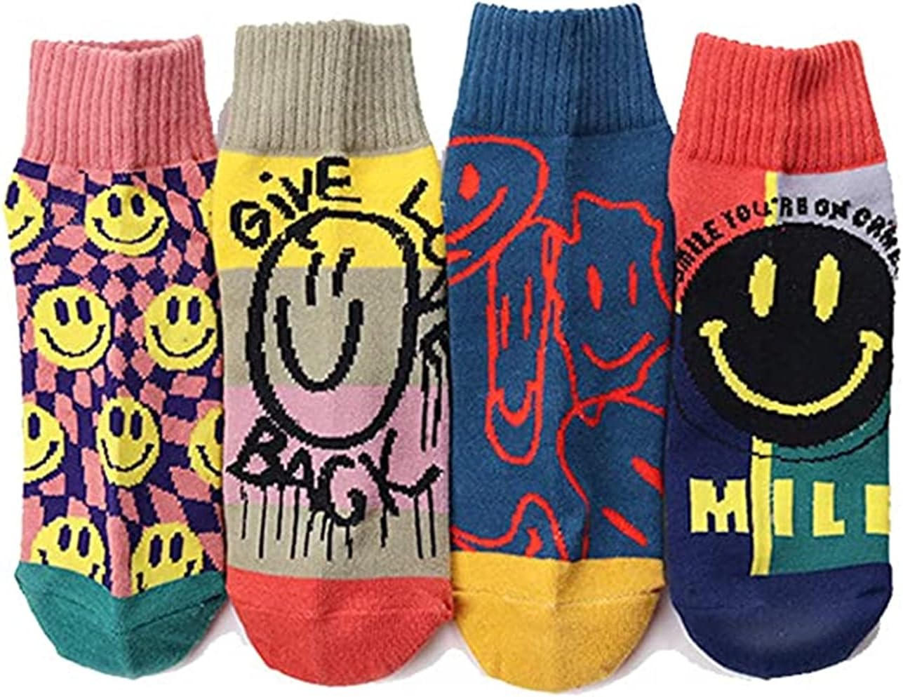 MoonumenWomens socks Fashion trend cotton socks with personalized color embroidery patterns.