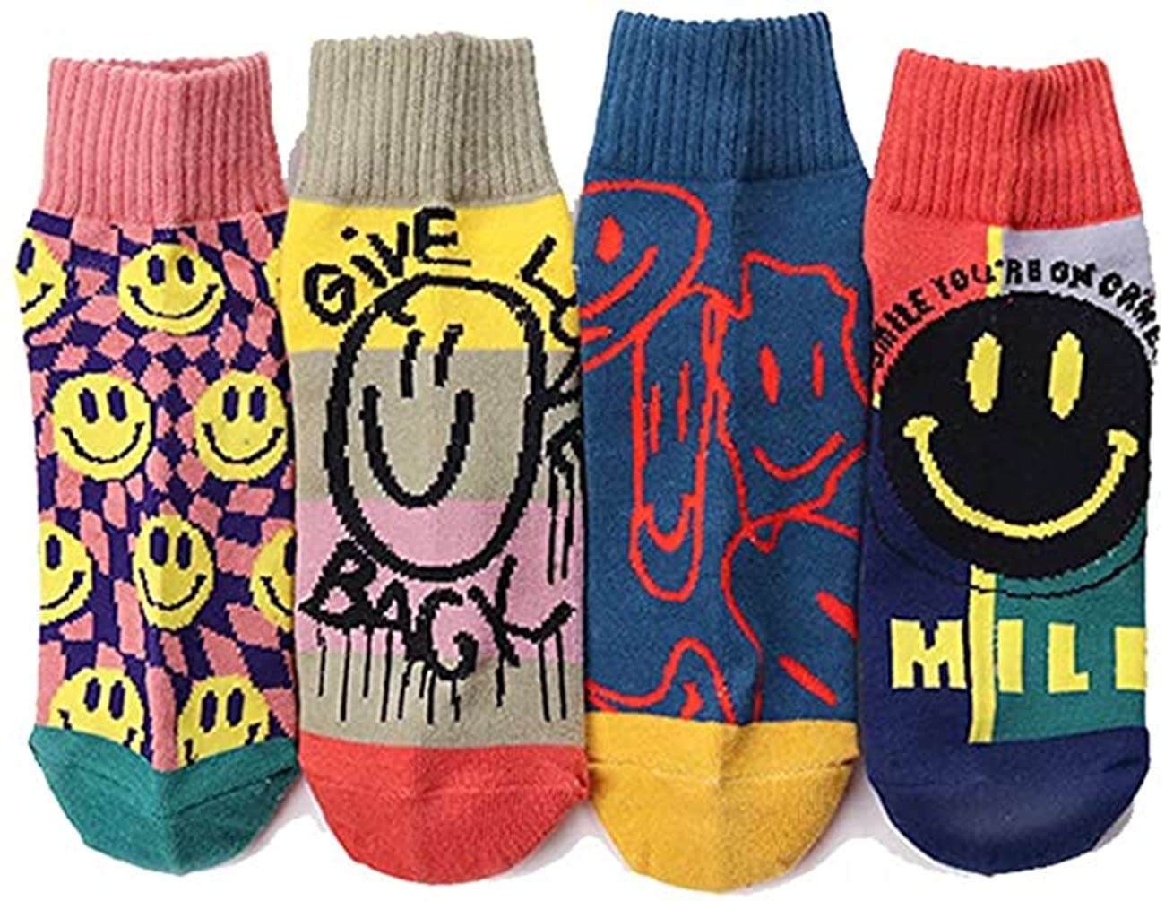 MoonumenWomens socks Fashion trend cotton socks with personalized color embroidery patterns.