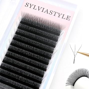 W Shape 3D Eyelash Extensions Volume Premade Fans W-Shaped Lashes 0.07 C/D Curl 8-15mm Faux Mink Matte Black W Shaped EyeLashes D curl, 8mm