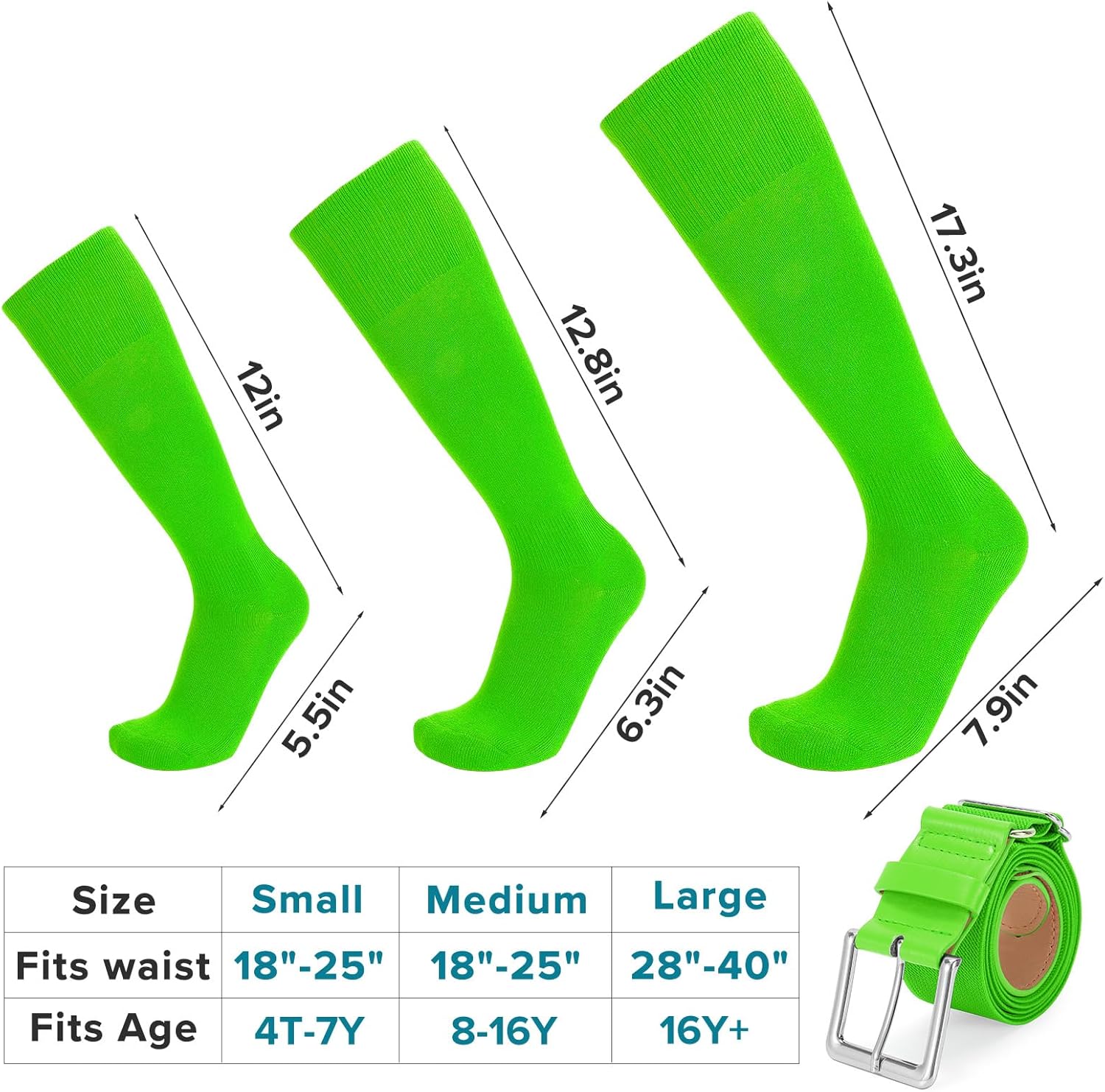 Baseball Socks and Belt Combo for Youth Adult - Softball Socks and Belt for Boys and Girls - Image 6