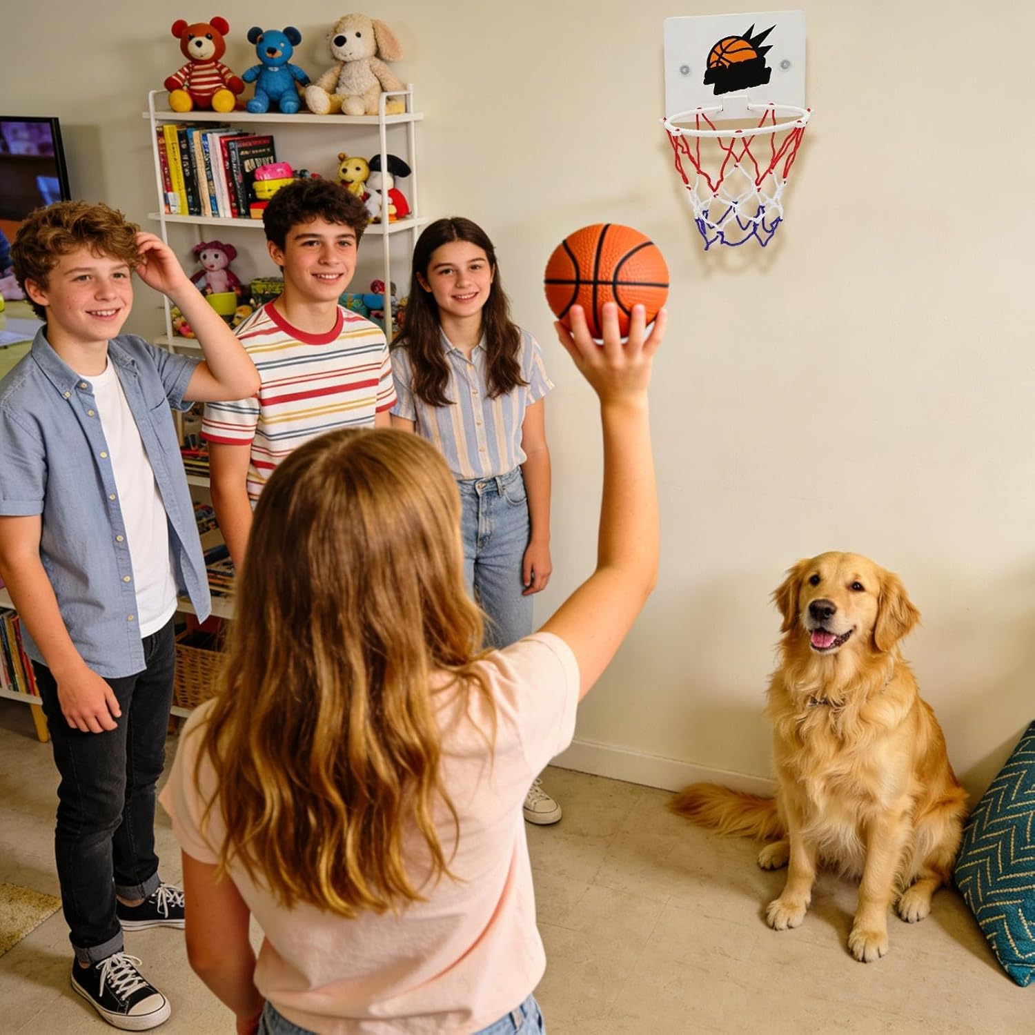 Basketball Hoop - 160g, Silent Ball Combo, Over The Door Hoopp | Pro Room Hanging Goal for Kids Adults Exercise Home Classroom Bathroom Living Roomm Bedroom Hallway