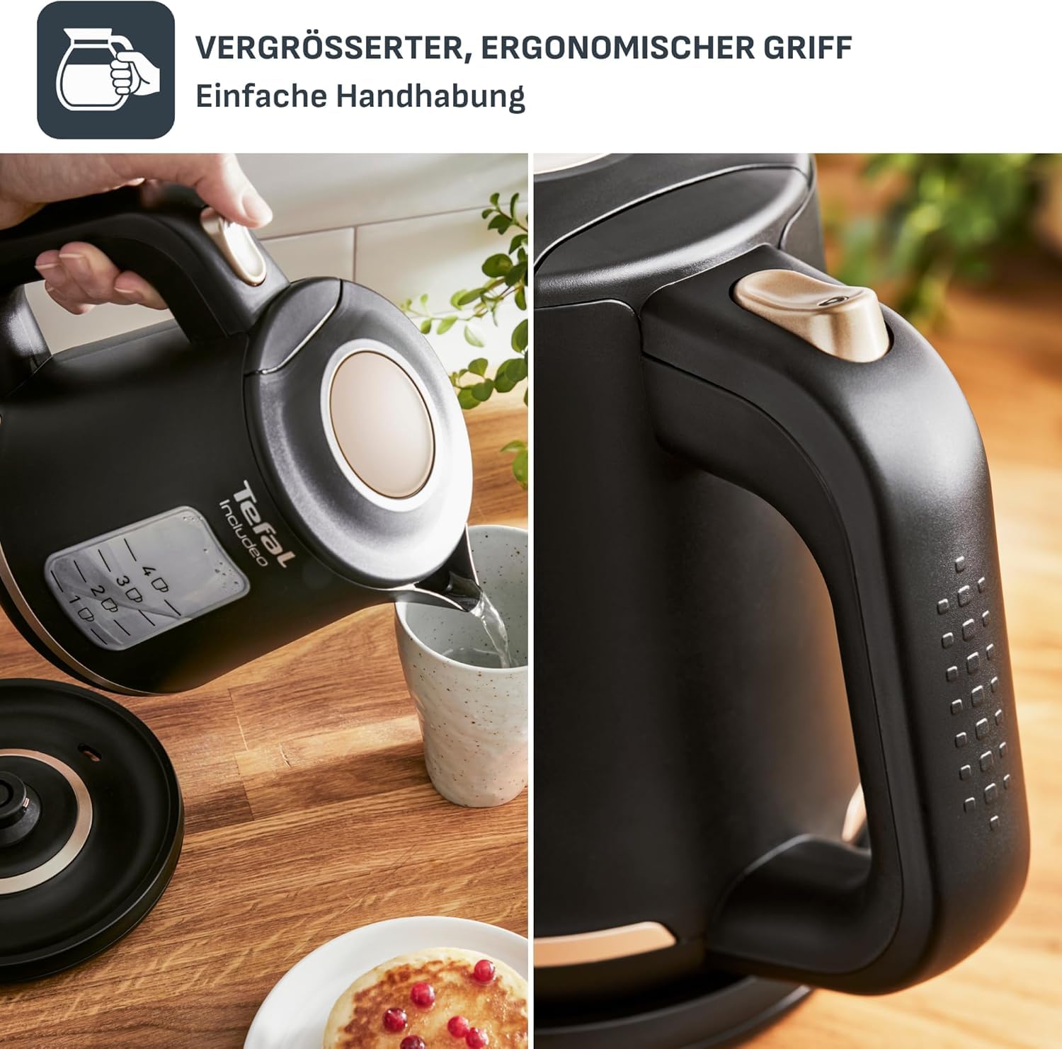 Tefal Includeo Frühstücks-Set Toaster 7 Bräunungsstufen Wasserkocher 1L schwarz