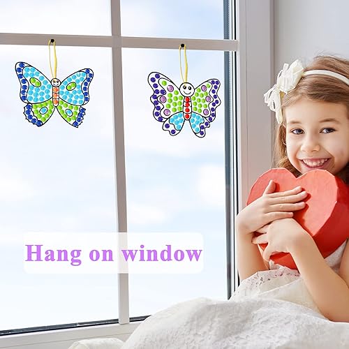 Miniatura 6 de Artes y manualidades de mariposa de primavera, kits de atrapasoles para niños, adolescentes, niños de 6 a 8 años, kits de pintura de diamantes para