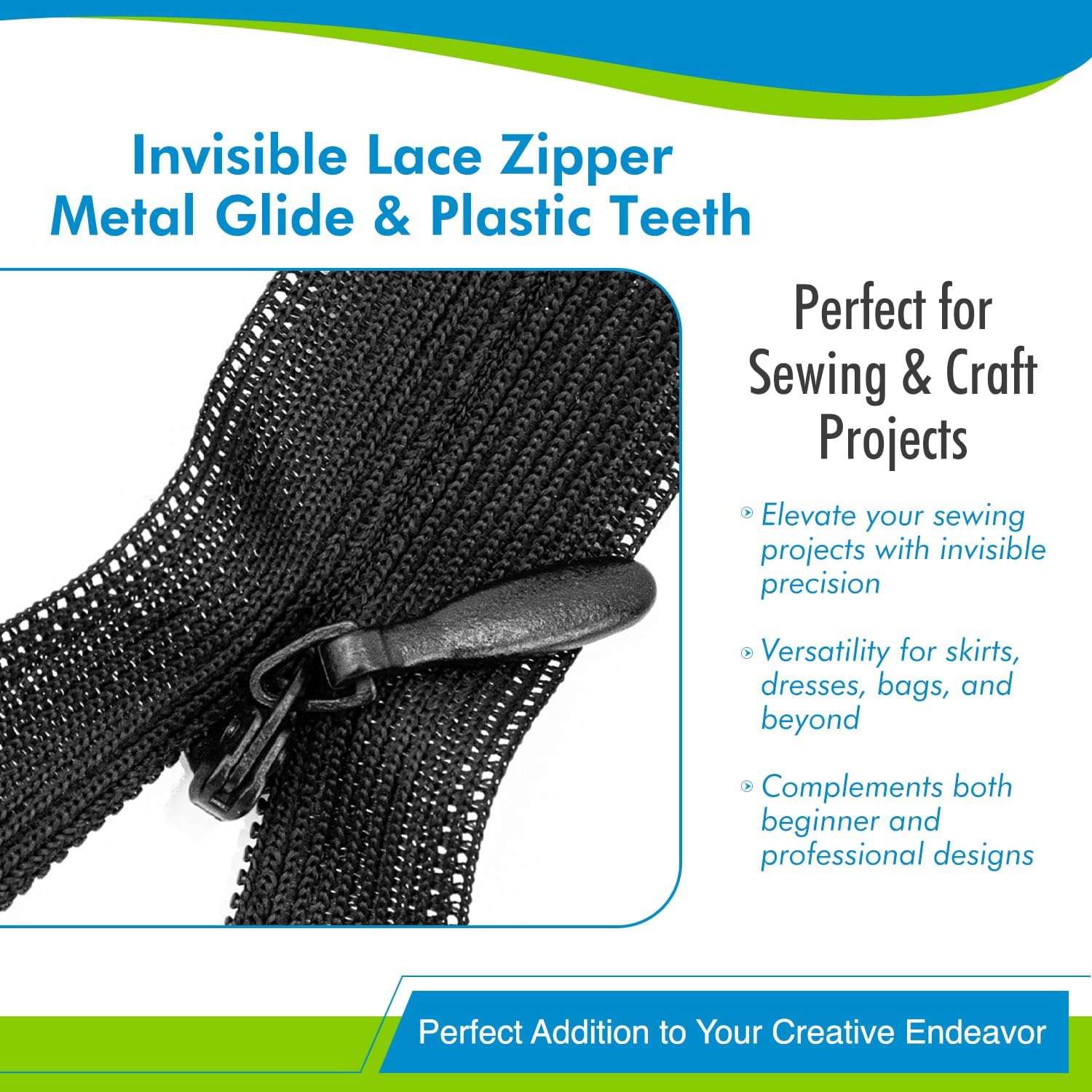 Fararti Invisible Zippers for Easy Wear- Lightweight Dress Zipper for Seamless Closure & Smooth Fit - Zipper for Long-Lasting Use- Ideal for Dress & Fashion Apparel- 25 Pack - Jet Black -24 Inches