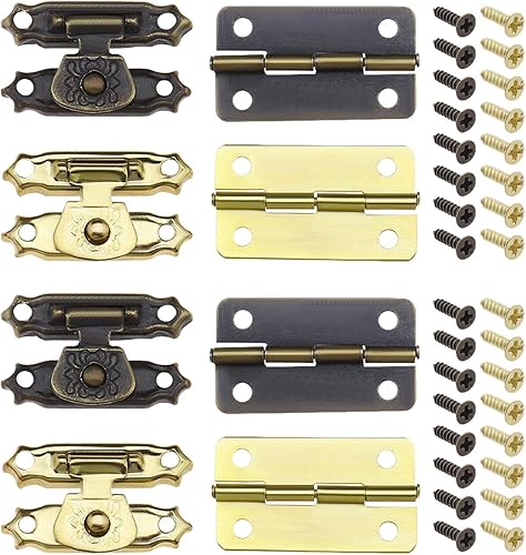 36 pestillos de cerrojo de bronce antiguo, mini bisagras con tornillos, mini cerrojos de armario, accesorios decorativos para caja de joyería, caja disponible en Yaxa Peru