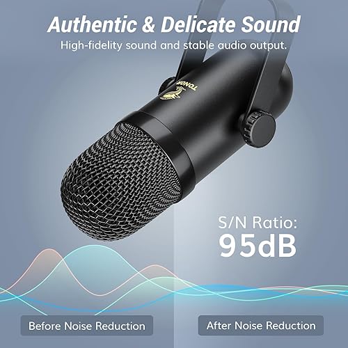 Miniatura 3 de TONOR Paquete de equipo de podcast para 2, mezclador de audio con 2 micrófonos dinámicos y 2 brazos de brazo, micrófono XLR con interfaz de audio de