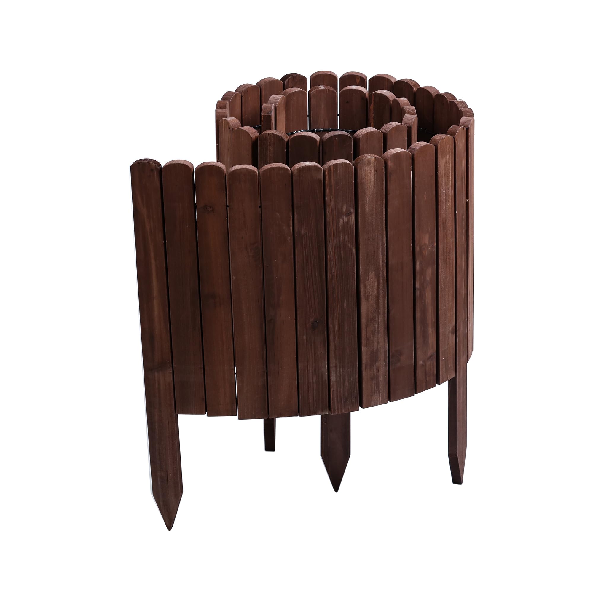 Gartenwelt Riegelsberger Planche à roulettes marron Longueur 203 cm Clôture Hauteur 40 cm Clôture en bois Bordure de pelouse Bois d'épicéa