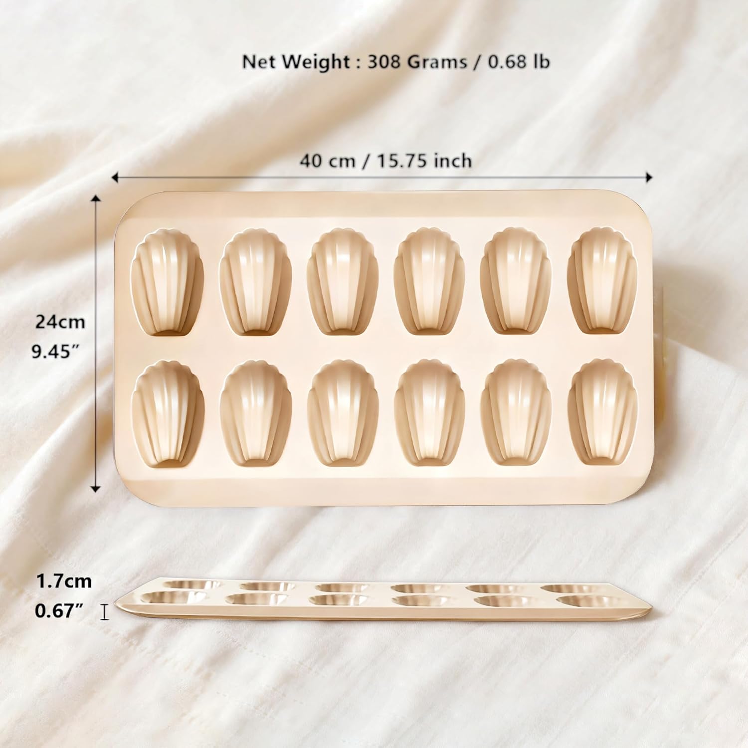 12-Cavity Madeleine Pan Non-Stick Shell-Shaped Madeleine Baking Mould