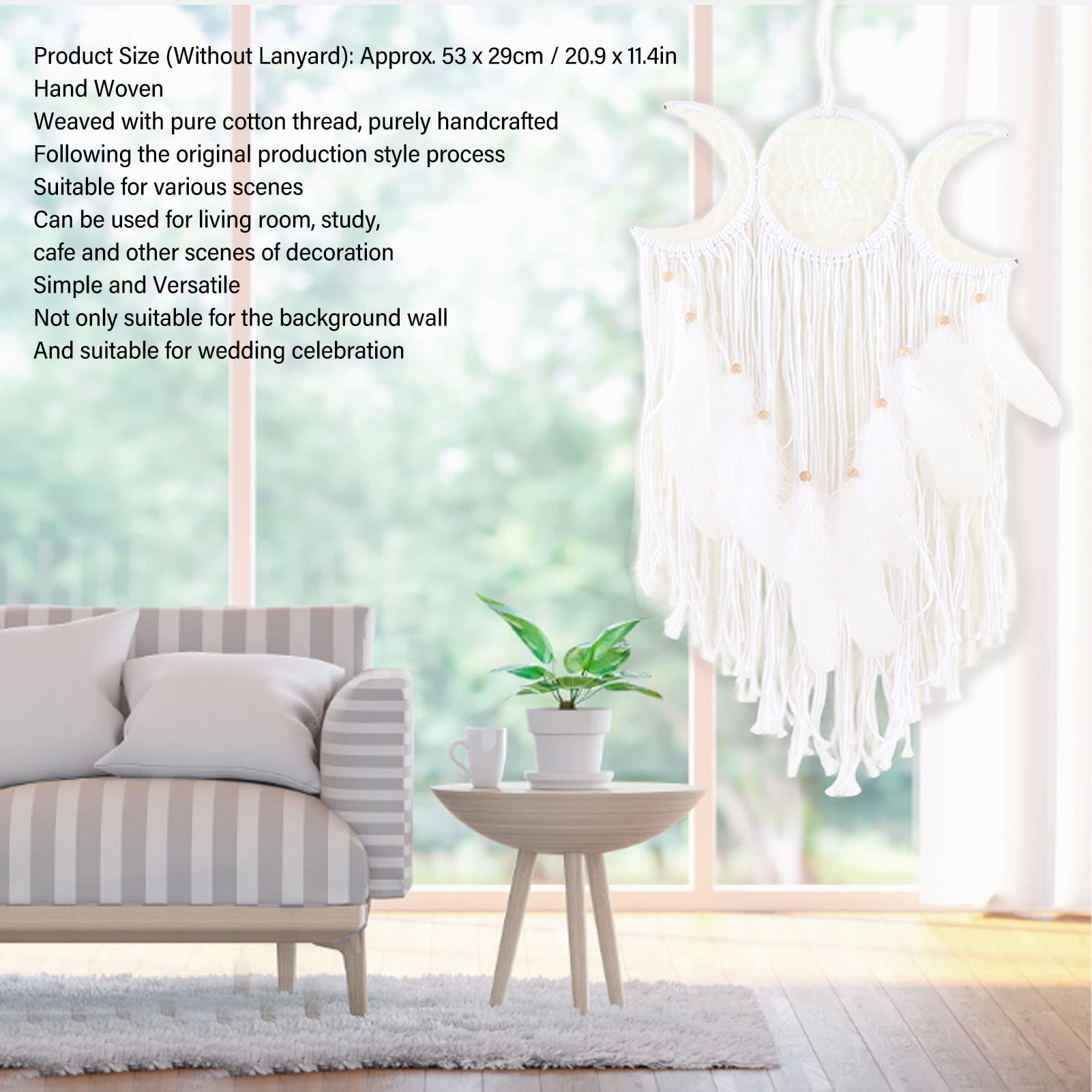 OUKENS Dream Catcher, Tassels Dream Catcher Wall Decor, Hand Woven Minimalist Home Wall Decoration for Living Room Study Cafe Bedroom(White)