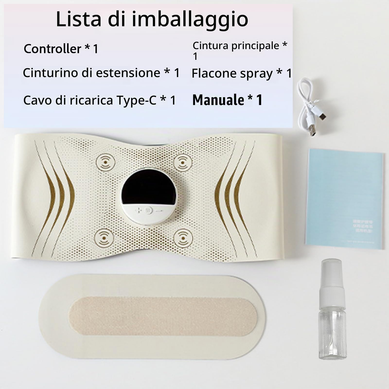 Cintura EMS riscaldante senza fili, stimolatore muscolare addome & schiena | Stimolazione EMS con calore e massaggio, 3 livelli, 16 intensità, design rimovibile per relax a casa o in ufficio