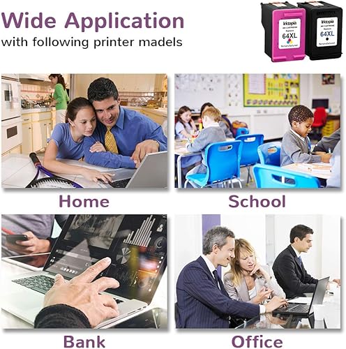 Miniatura 7 de Inktopia Cartucho de tinta remanufacturado de repuesto para HP 64 XL 64XL para Envy Photo 7858 7855 7155 6255 6252 7120 6232 7158 7164 Envy 5542