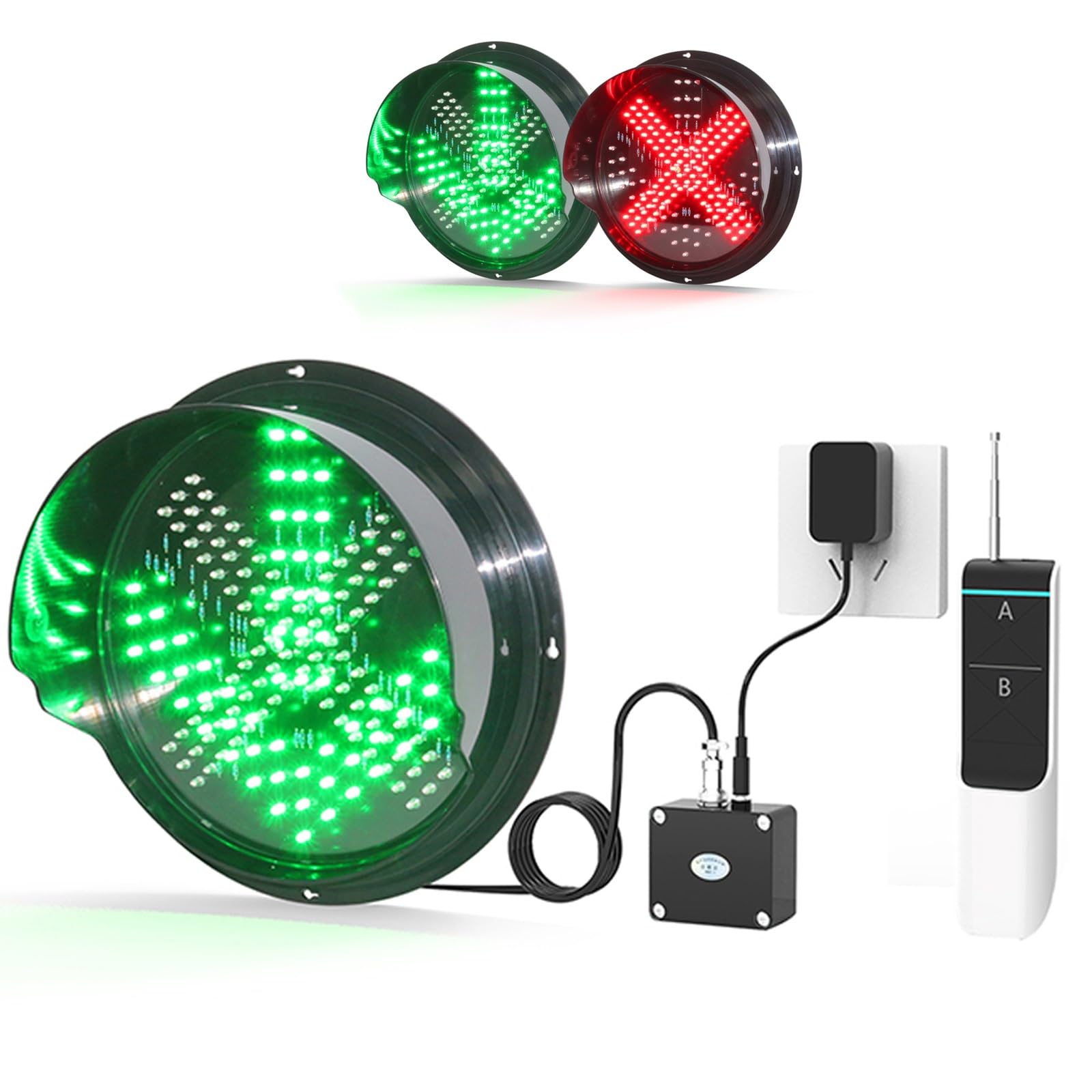 Sygnalizacja świetlna LED – 2 w 1 czerwona/zielona z pilotem zdalnego sterowania, sygnał ostrzegawczy do rozładunku portów i pomostów wagowych, konstrukcja Plug & Play (1000 m, L-125 mm/4,92 cala)