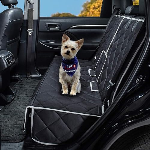 Miniatura 8 de Funda de asiento de automóvil para perro, antideslizante, impermeable, resistente, cinturón de seguridad central, compatible con reposabrazos (50