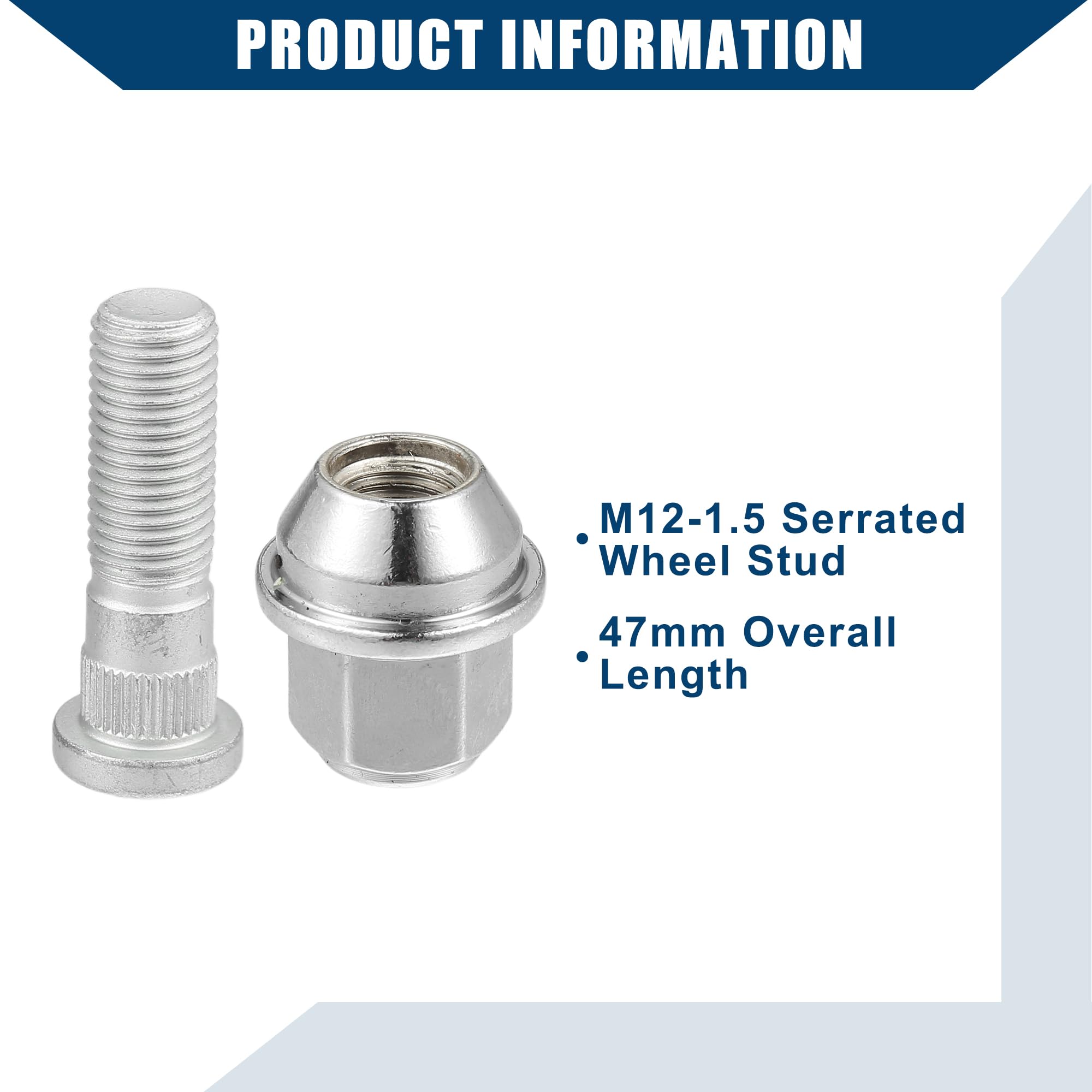 A ABSOPRO Bullone Per Perno Ruota M12-1.5 Per Ford Escape 1 Pz | Per Ford Escape 13-21, OE CV6Z1012C/ACPZ1012H, Materiale Metallo, Lunghezza 47mm, Esagonale 19mm