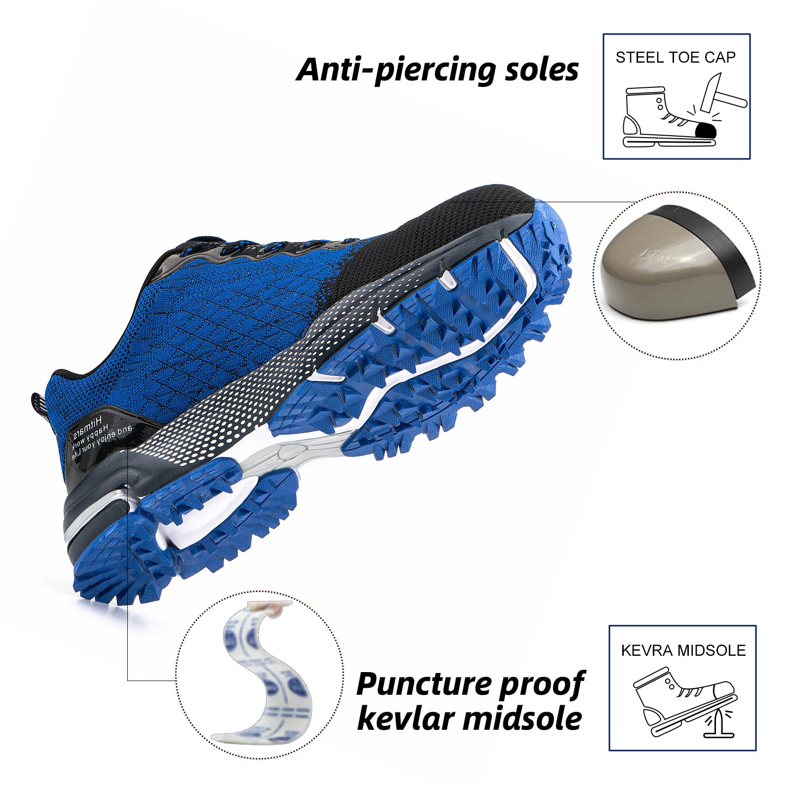 Hitmars Zapatos de Seguridad para Hombre Mujer con Punteras de Acero GR.36-48 — view 3