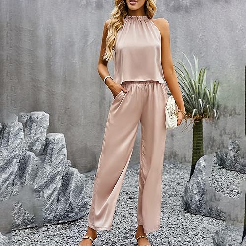 Miniatura 3 de Verano Casual Color Sólido Camisa Sin Mangas Pantalones De Cintura Alta Conjunto De Moda Temperamento Elegante Conjunto Invitado De Boda