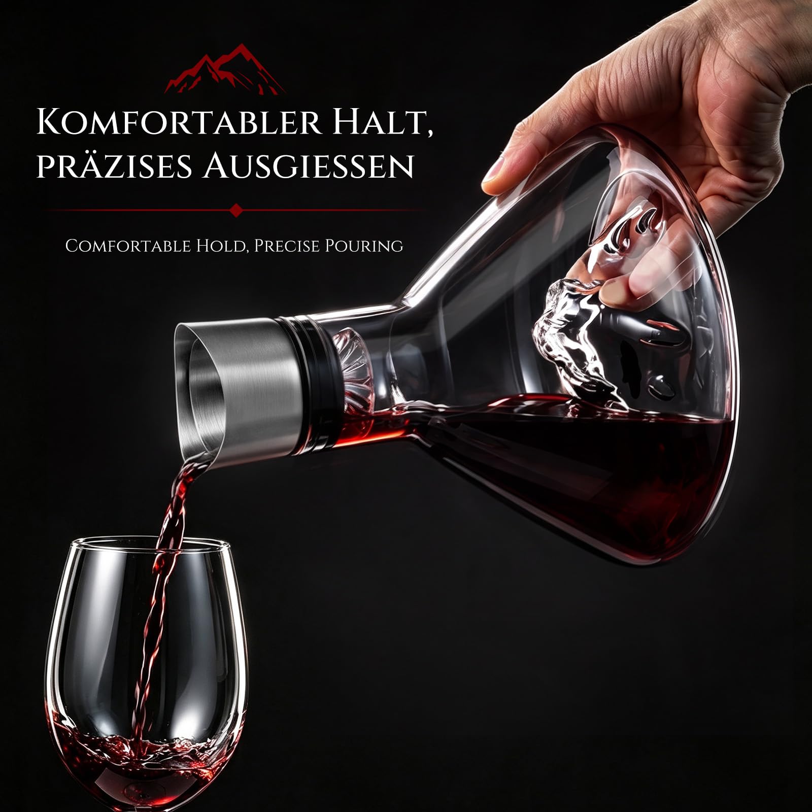 Glastal Décanteur à vin avec aérateur con montagne in rilievo