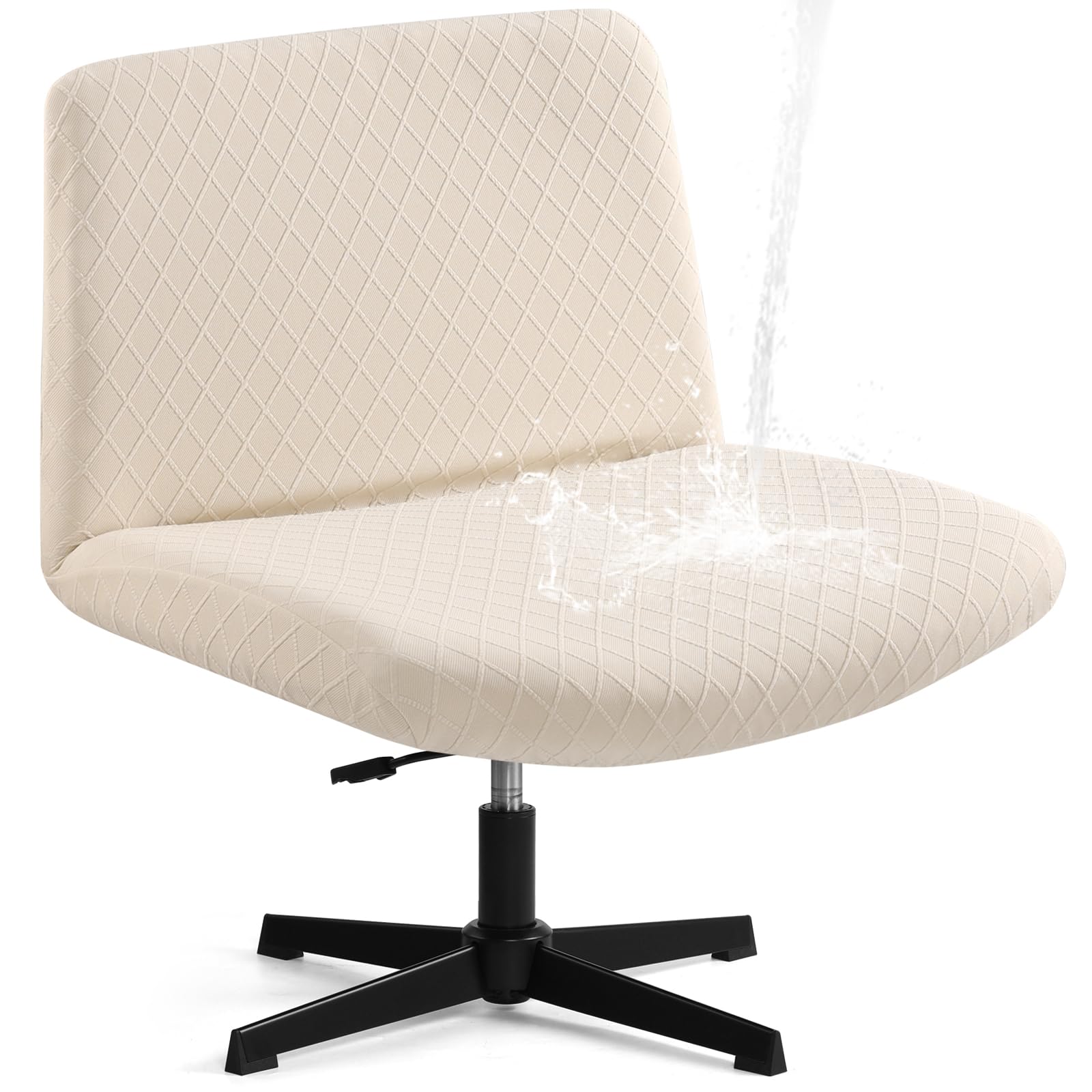Armless Criss Cross Office Desk Chair Cover Slipcover, Waterproof Stretch Jacquard Vanity Swivel Chair Cover Mid Back Wide Seat Office Computer Gaming Accent Chair Cover