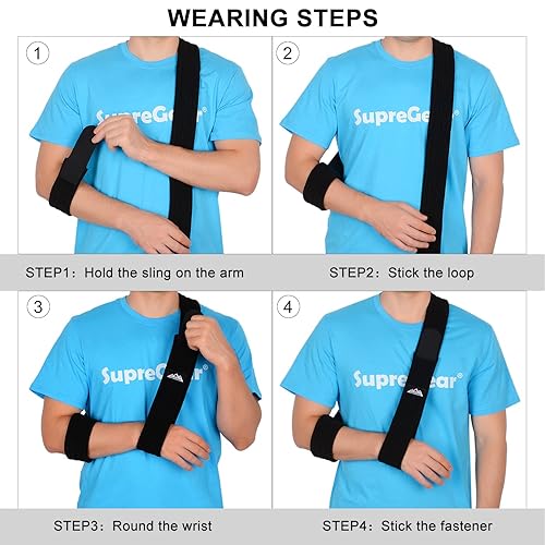 Miniatura 2 de supregear Eslinga de brazo, correa de soporte de brazo ajustable, inmovilizador de hombro ligero para codo de brazo lesionado, clavícula rota, puño