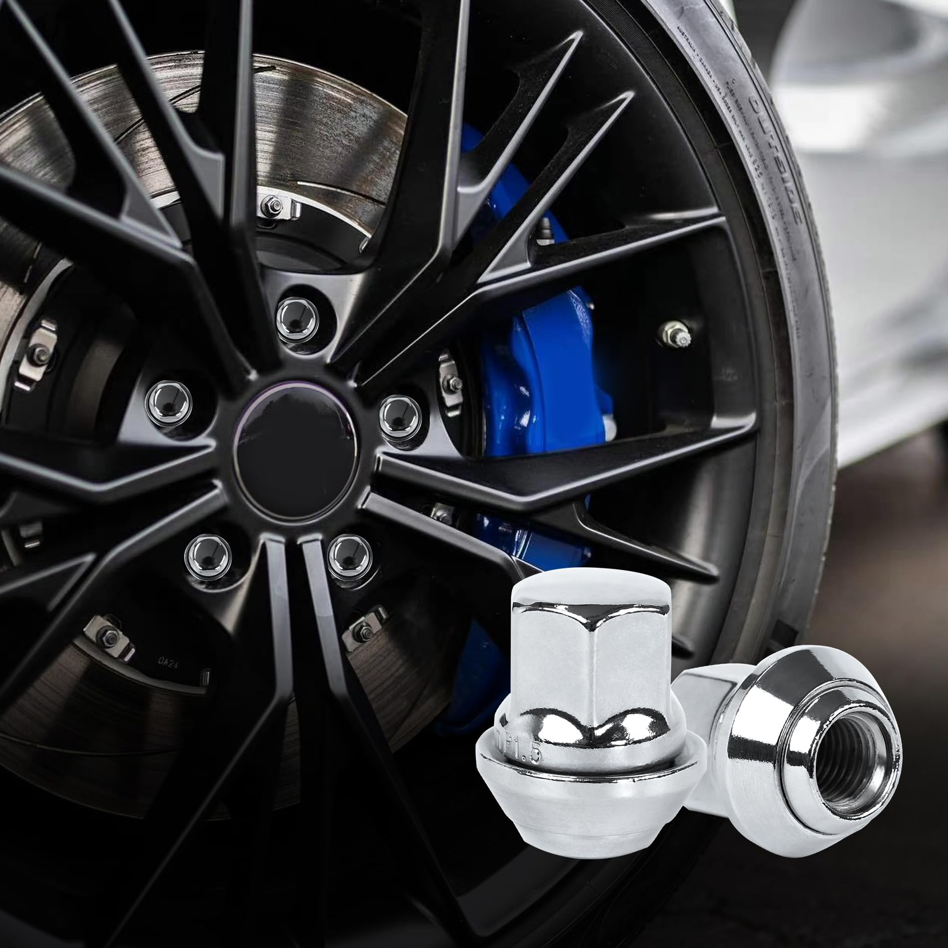 20 dadi esagonali per cerchi in lega M12 x 1,5, da 19 mm, estremità chiusa, M12 x 1,5, con rondelle galleggianti, compatibili con la maggior parte delle Ford Focus, Fiesta, Fusion, Escort