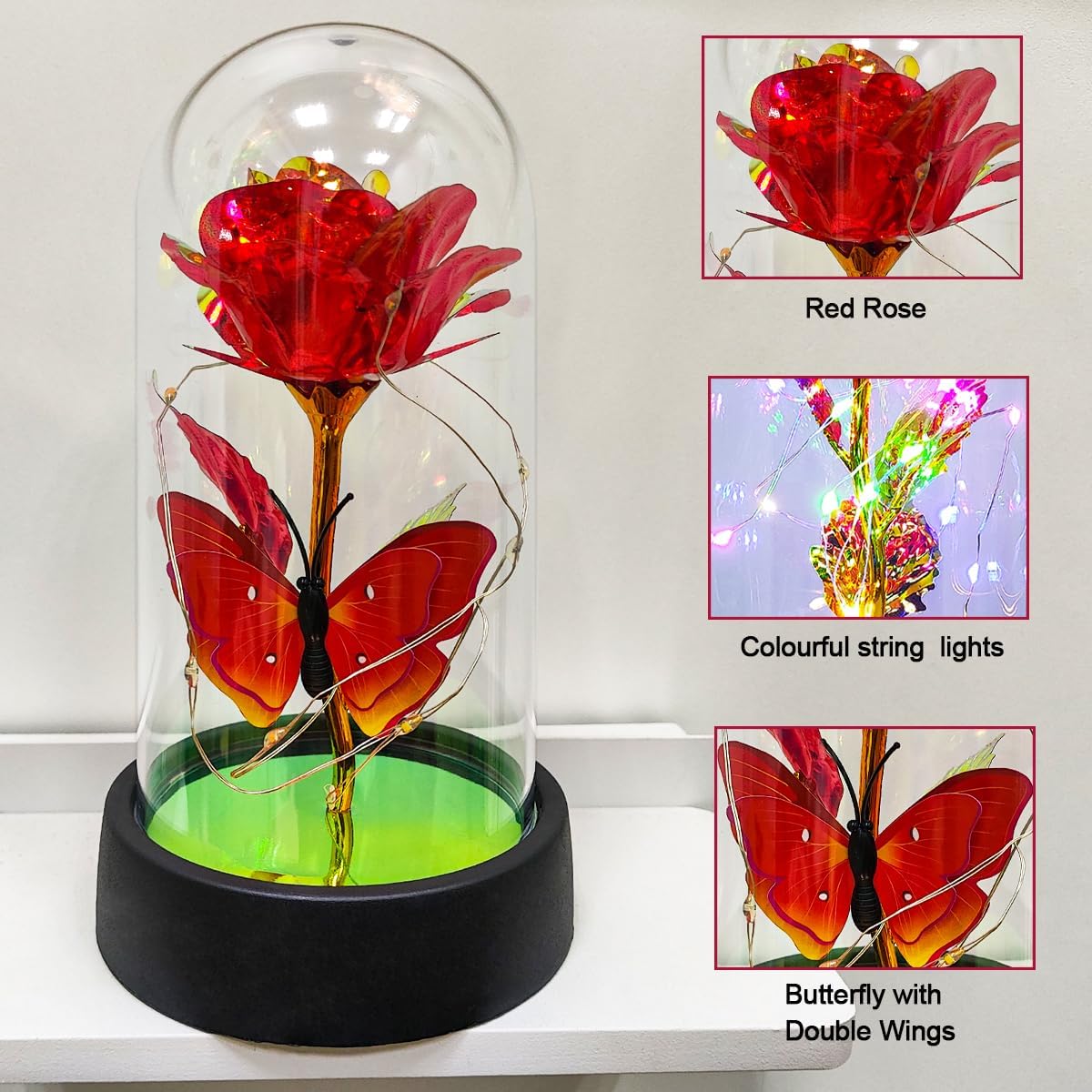YXOTJHS Glass Rose in Glass Dome, Light Up Flower, Eternal Roses - Valentines Day Gifts for Her, Mothers Day Roses Gifts for Mom, Womens Gifts for Christmas - Galaxy Rose, Birthday Gift - Image 6