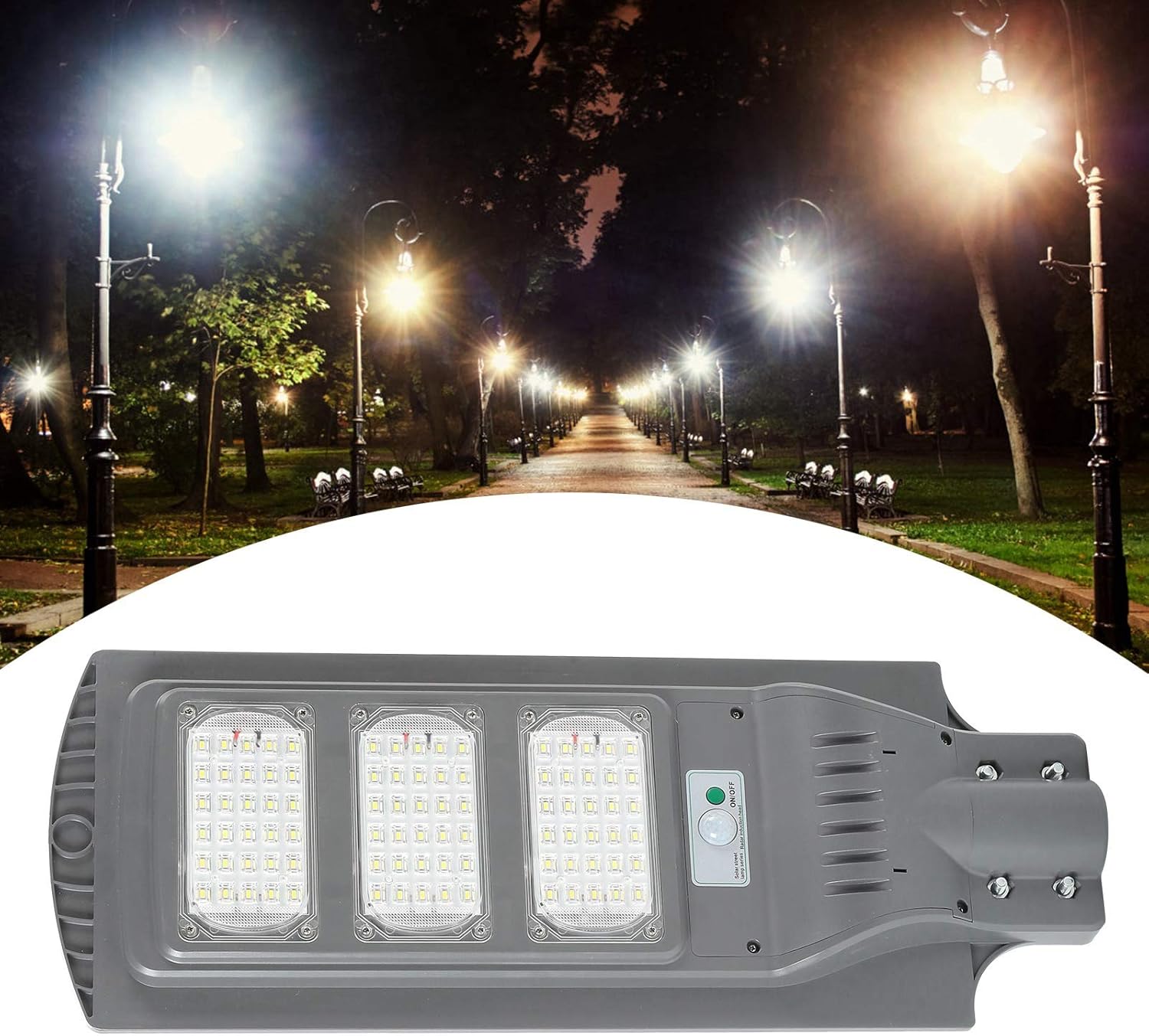 Yosoo LED Solar Street Lamp, 5730 90LED Light Chip Solar Power Street Lamp 160W LED Motion Sensor for, Parks, Gardens, Courtyards, Streets