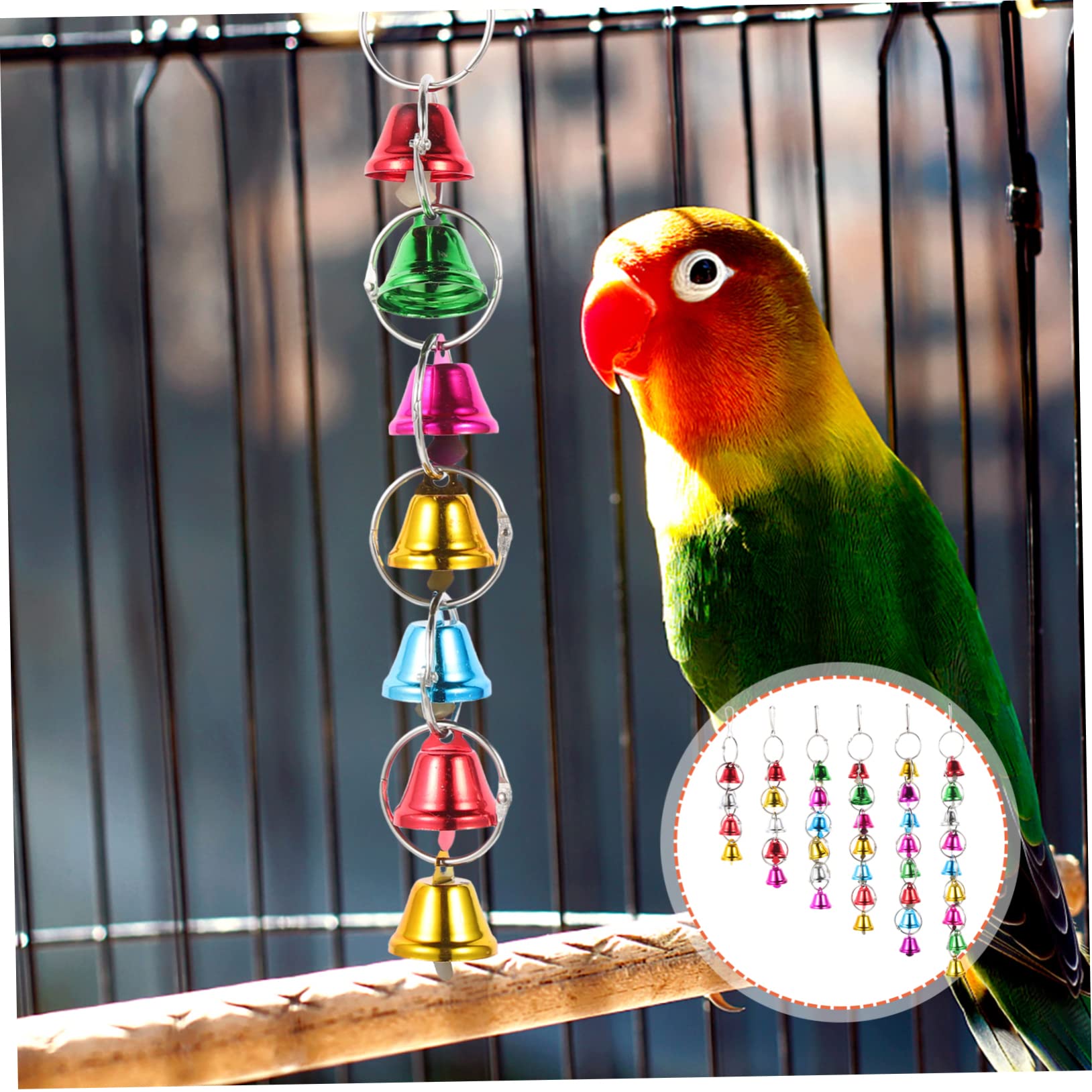 POPETPOP 12pièces Clochettes à Oiseaux Jouets à Mâcher pour Perroquets Accessoires De Jeu Amusants Et Colorés pour Oiseaux De Compagnie Faciles à Installer Et Sécurisés