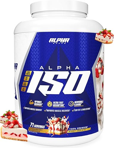 Alpha Supps ISO - Polvo aislado de proteína de suero de leche 100% bajo en carbohidratos, 0.88 onzas por porción, ayuda a apoyar el crecimiento