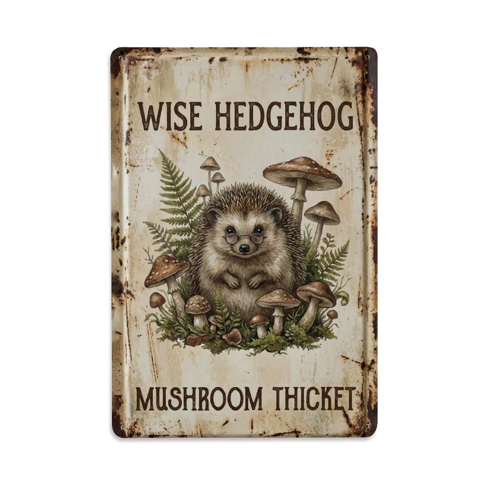 Okngb Style Classic Hedgehog Wildlife Saying Vintage Badge Graphic Metal Tin Sign Plaque Wall Decor For Cafe, Man Cave, Club Bar, Office, Home Garden Round Metal Poster 8X12inch