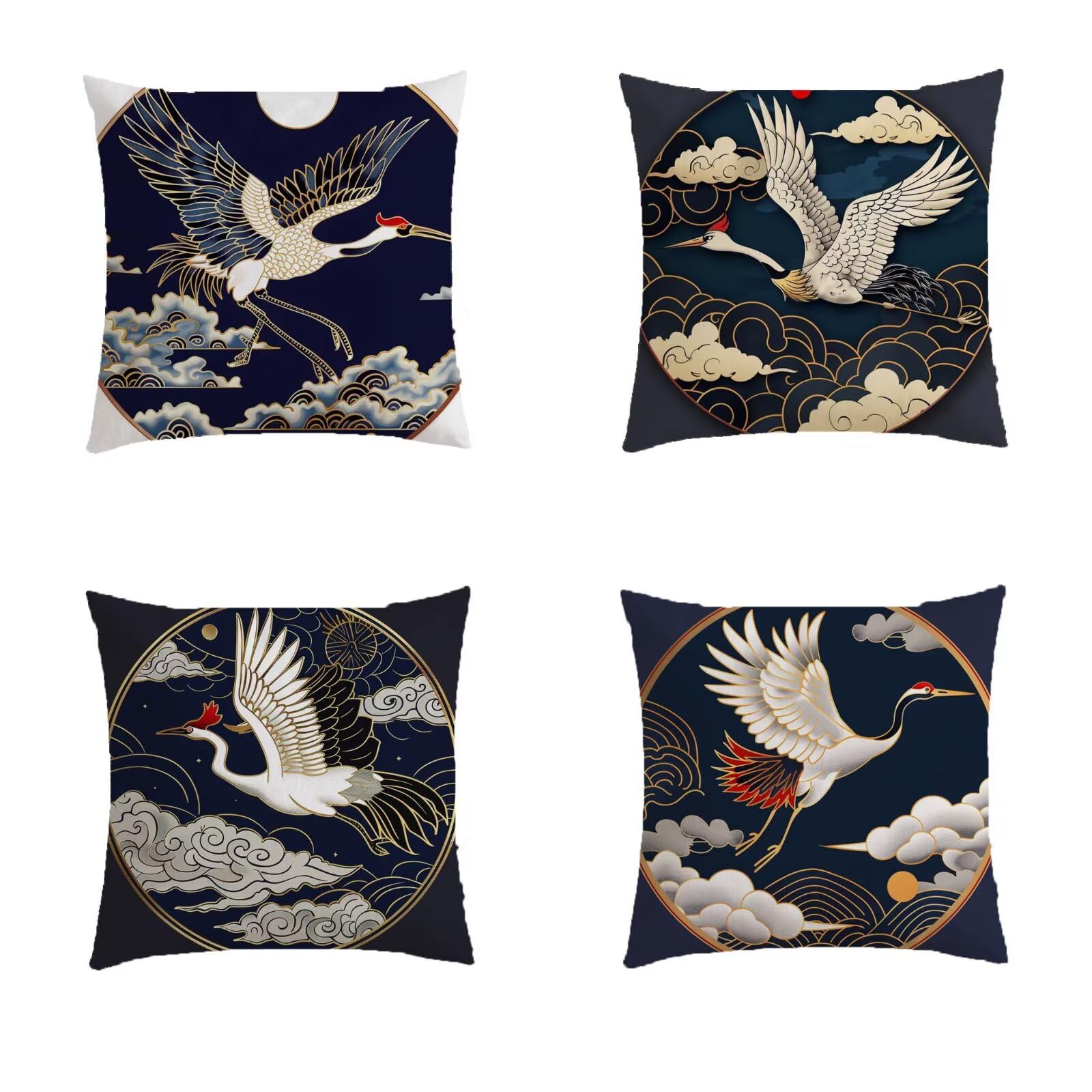 Housse coussin salon de jardin extérieur décor oiseau pour terrasse fleurie