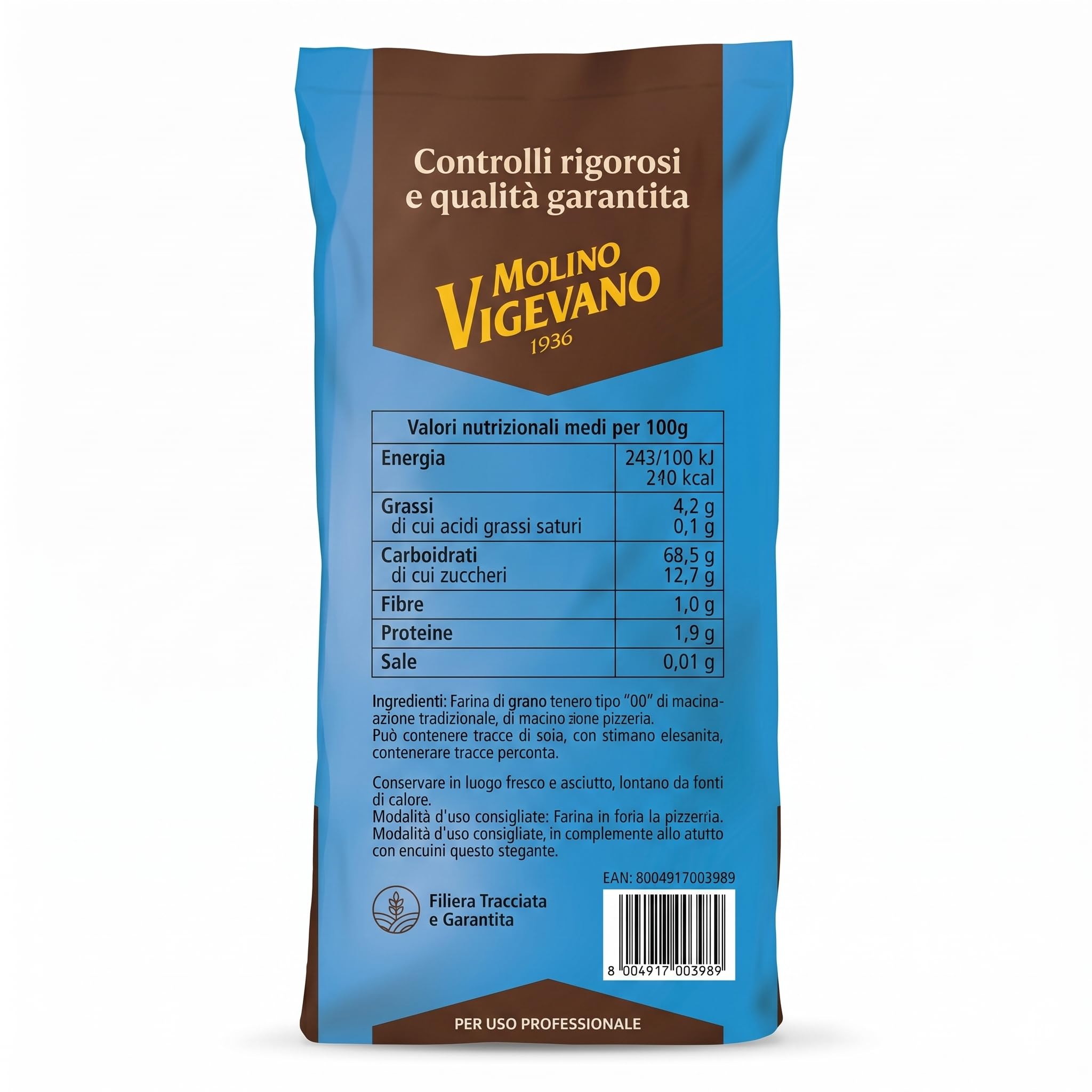 Molino Vigevano | Vesuvio Farina 0 Ideale per Pizza e Preparazioni a Media Lievitazione e Pizza Napoletana Contemporanea (10 kg)