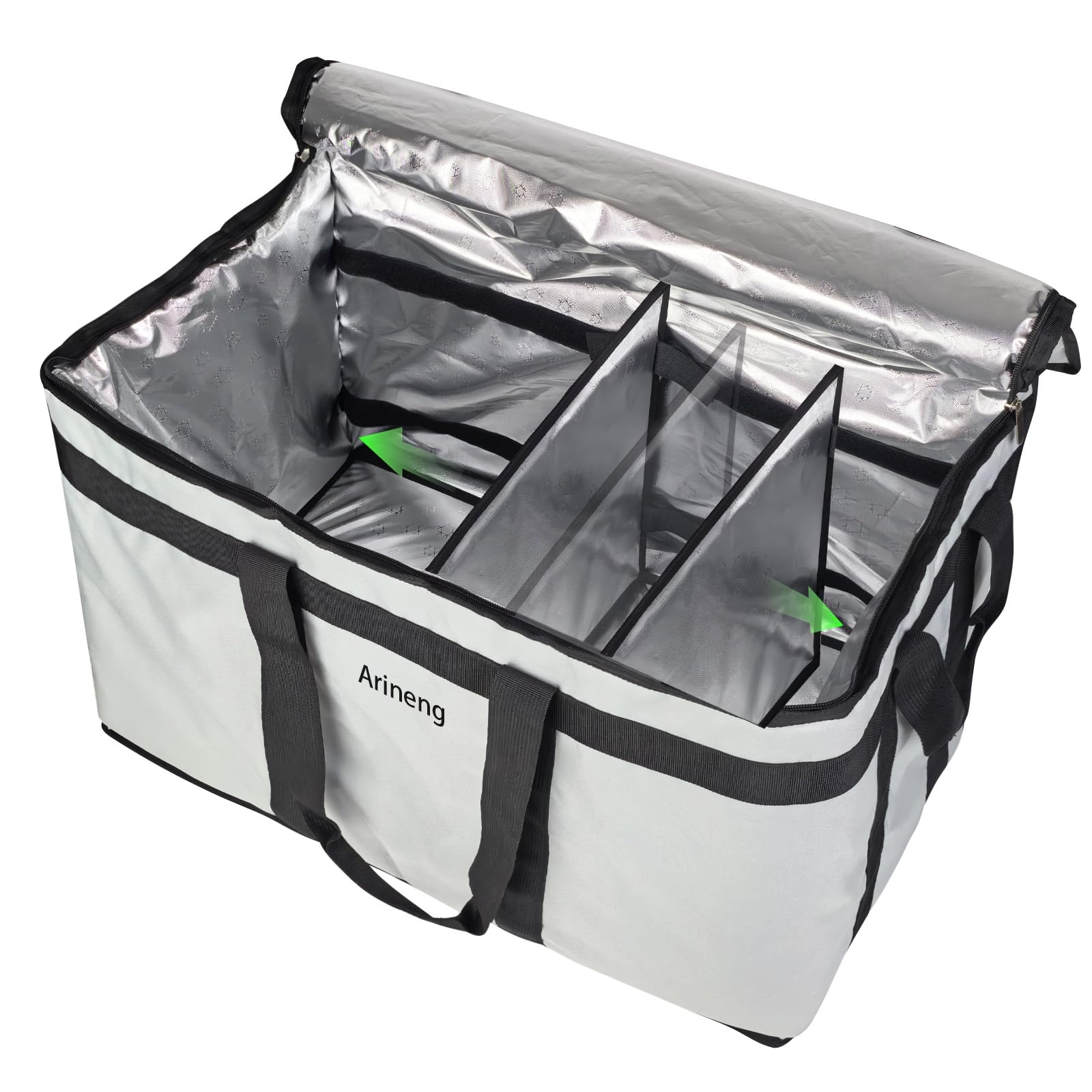 Borsa termica per la consegna del cibo, borsa termica per pasti freddi, piastra di base integrata, per cibo caldo e freddo, trasporto commerciale di catering, 58,4 x 35,6 x 38,1 cm (divisoria