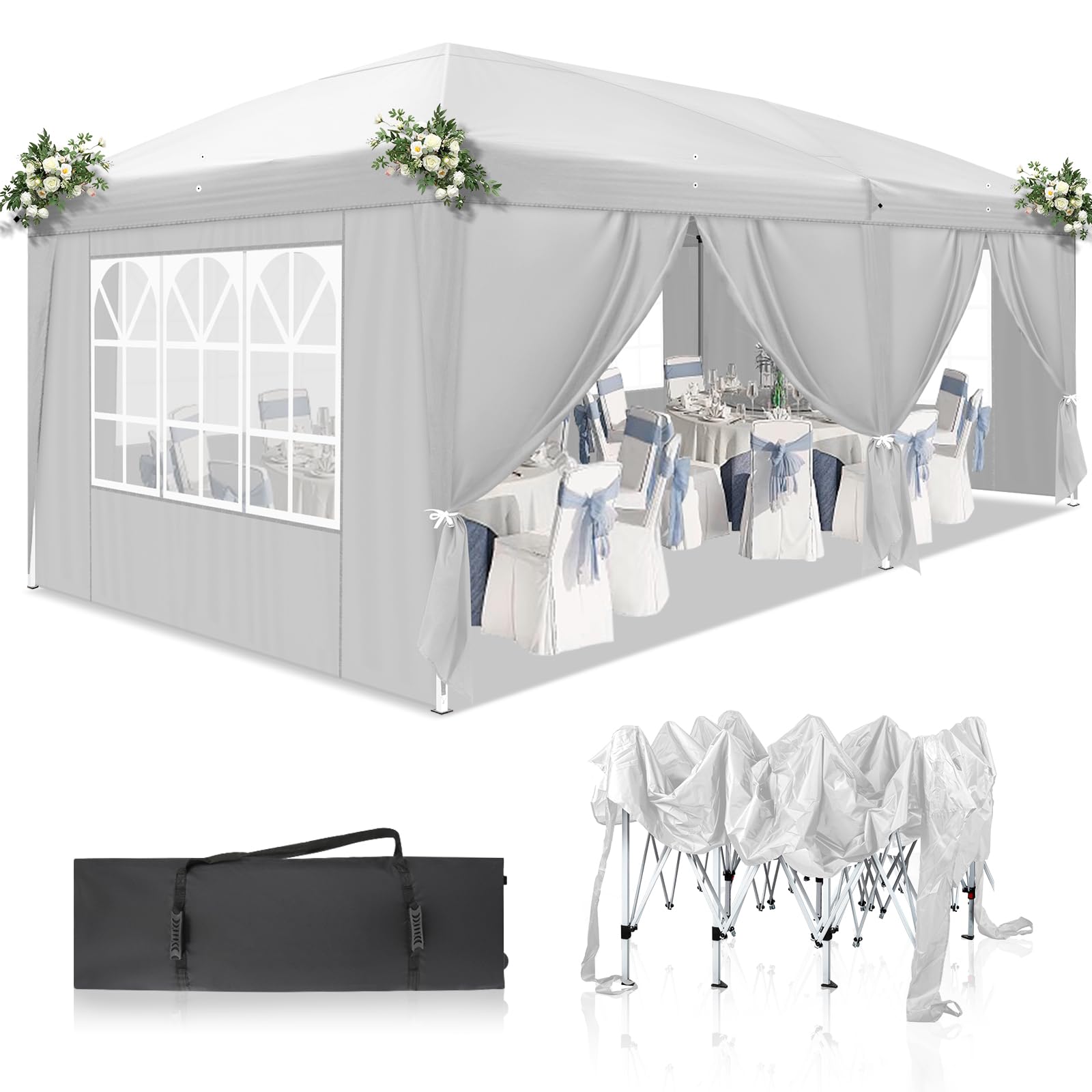 Tactfire Pavillon,Faltpavillon,Wasserdicht Stabil Winterfest UV Schutz 50+,420D Oxford,Faltbar Höhenverstellbar,Partyzelt,Gartenzelt,Für Garten Camping,Outdoor