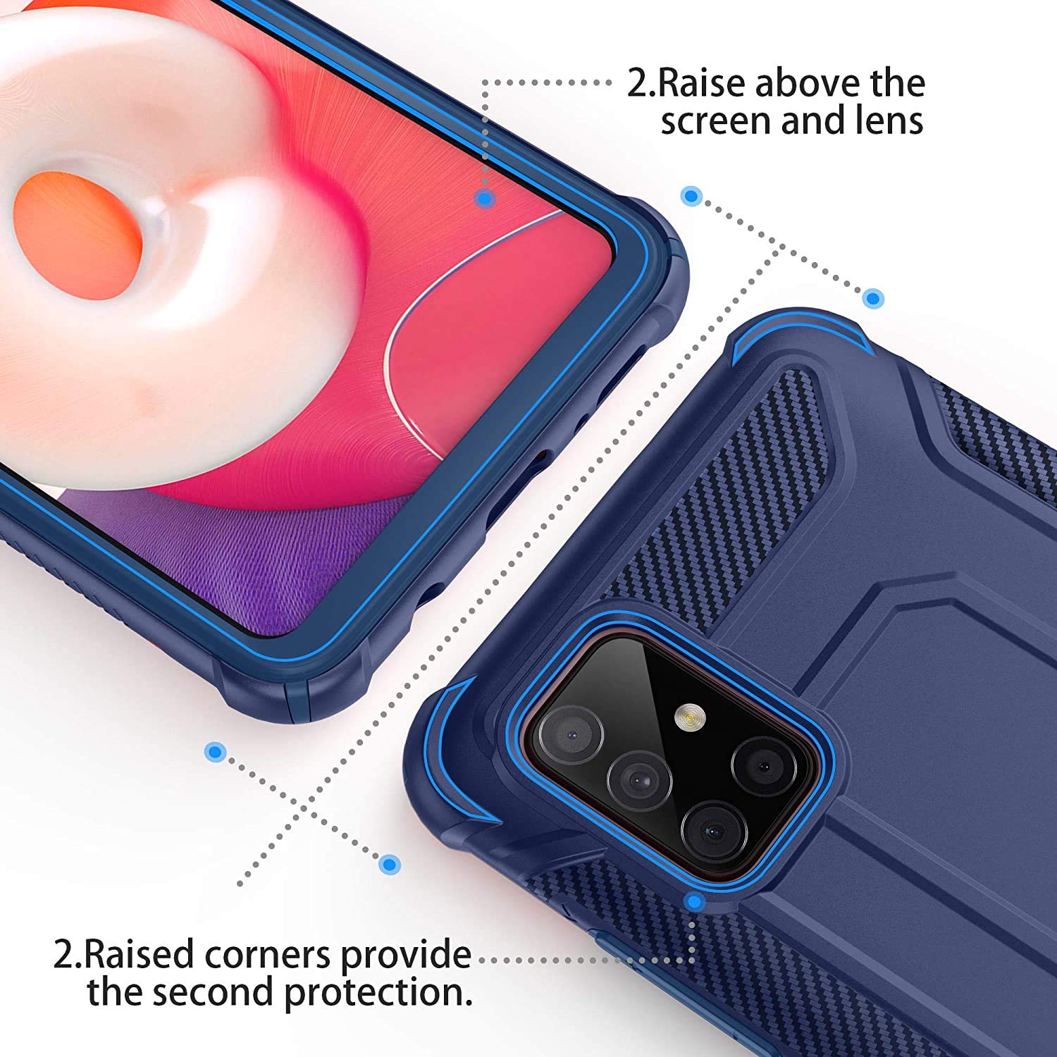 Amazon.com: Designed for Galaxy A51 Case,ORETech Samsung A51 Cover with [2  x Tempered Glass Screen Protector] 360° Full Body Hard PC Soft TPU Silicone  Edge Heavy Duty Protective Case for Samsung A51