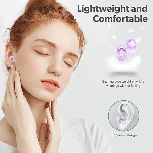 Miniatura 17 de 2 pares de tapones para los oídos para reducir el ruido del sueño, tapones NRR de 30 a 35 dB para cancelación de ruido para sensibilidad al ruido