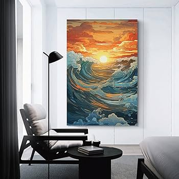 絵画 インテリア　絵　油絵　uF6-111309　風景（朝陽、夕陽） 絵画インテリア 絵 油絵 uF6-111309 風景 朝陽 夕陽 絵画