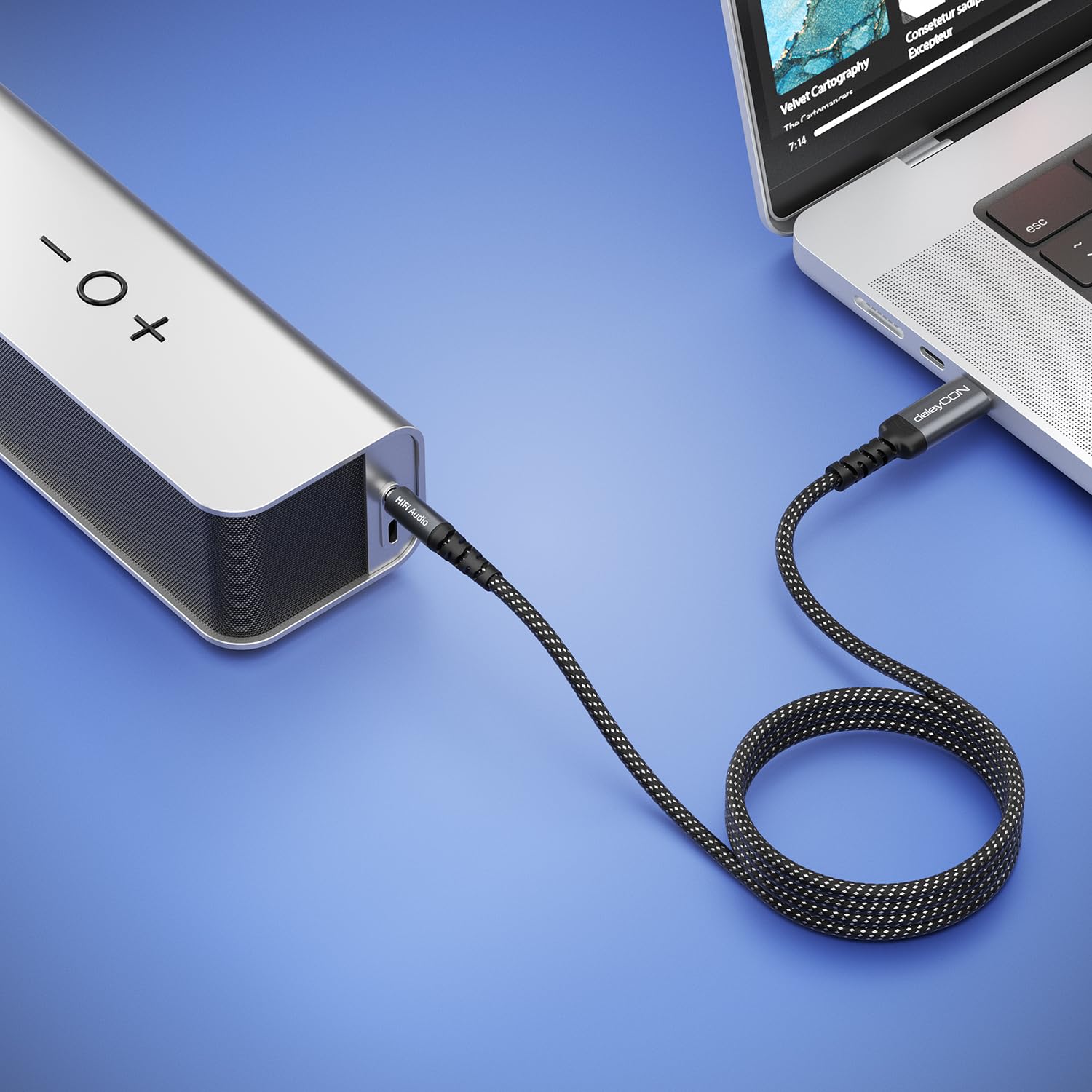 deleyCON 1m Adattatore Audio USB‑C a 3,5 mm - USB‑C Maschio a Jack 3,5 mm Maschio - per Cuffie, Altoparlanti e Sistemi Hi‑Fi - Compatibile con iPhone 17/16/15, iPad, Galaxy S25/S24/A16/A56 - 4