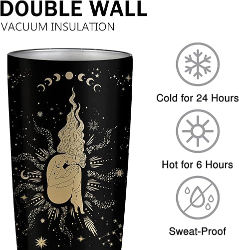 Miniatura 2 de Regalos Virgo para mujer, vaso de Virgo, vaso del zodiaco de regalo Virgo, vaso de astrología de 20 onzas, regalo gótico de bruja, vaso de