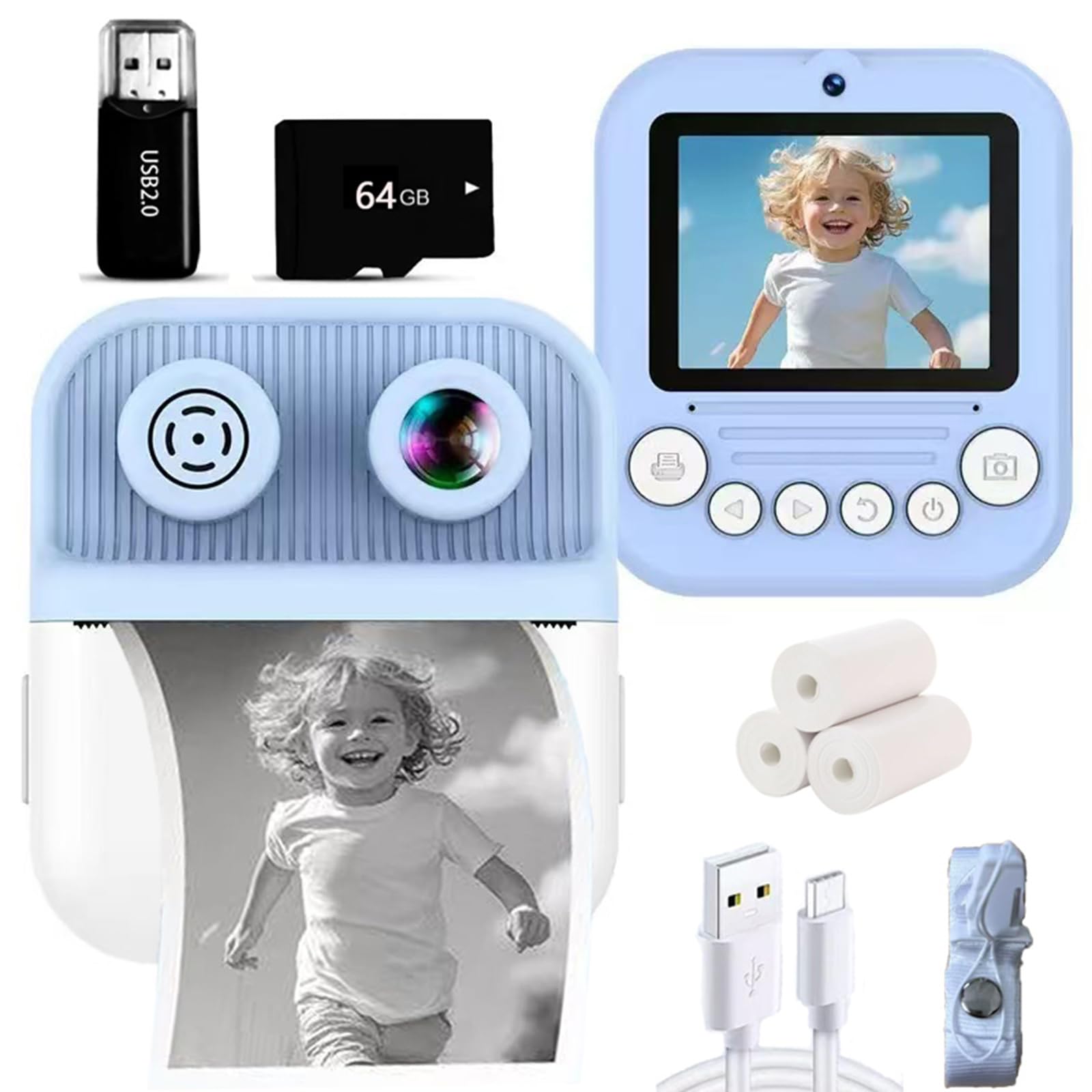 LIUHAJUN Dual-Lens Instant Print Camera for Kids,