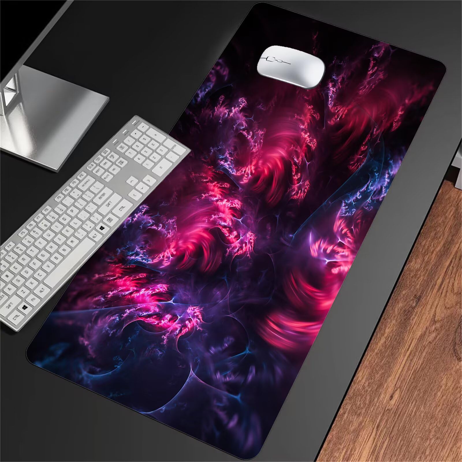 Podkładka pod mysz do gier 1000 x 500 x 2 mm XXL Podkładka pod mysz do gier, duża podkładka pod biurko z antypoślizgową gumową podstawą, dla graczy, pracowników biurowych (abstrakcja czerwona)