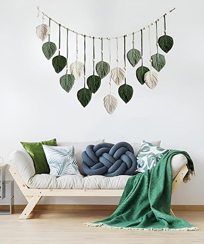 Miniatura 2 de HYOATREA Tapiz bohemio grande de macramé para colgar en la pared, diseño bohemio y chic para decoración del hogar, tapiz estético de hojas para